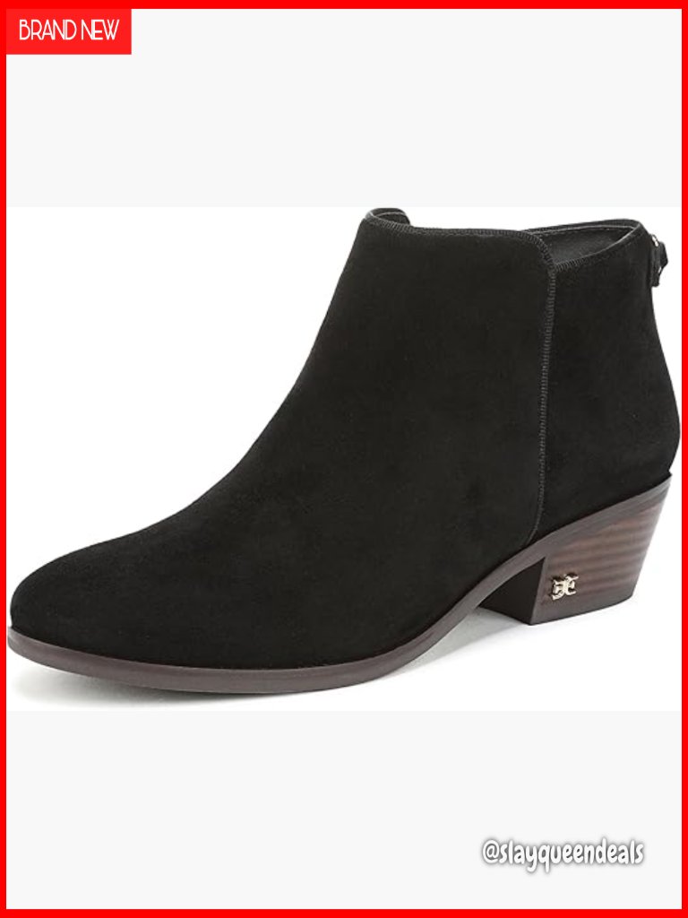 Black Suede Ankle Booties With 1.6 Inch Block Heel Zipper Closure